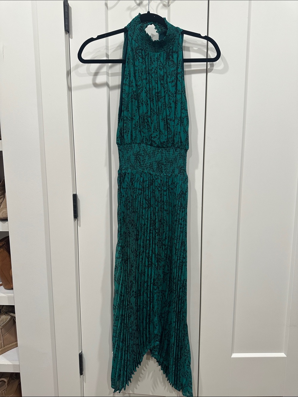 Olivaceous Teal Halter Maxi Dress
